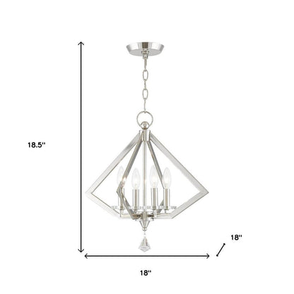 Nickel Four Light Metal Dimmable Chandelier With Shades HomeRoots