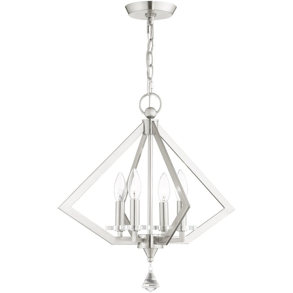 Nickel Four Light Metal Dimmable Chandelier With Shades HomeRoots