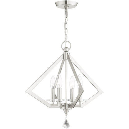 Nickel Four Light Metal Dimmable Chandelier With Shades HomeRoots