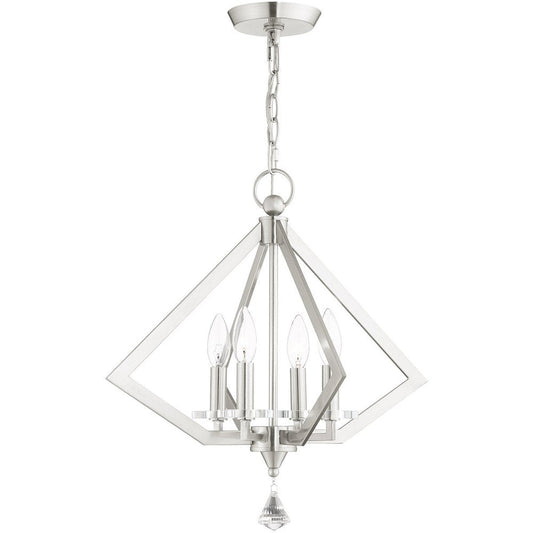 Nickel Four Light Metal Dimmable Chandelier With Shades HomeRoots