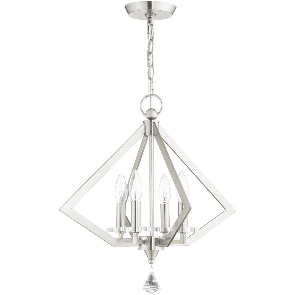 Nickel Four Light Metal Dimmable Chandelier With Shades HomeRoots