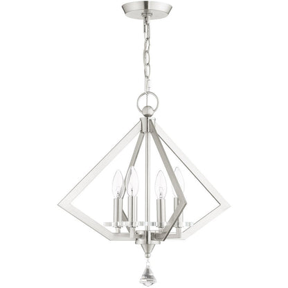 Nickel Four Light Metal Dimmable Chandelier With Shades HomeRoots