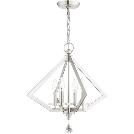 Nickel Four Light Metal Dimmable Chandelier With Shades HomeRoots