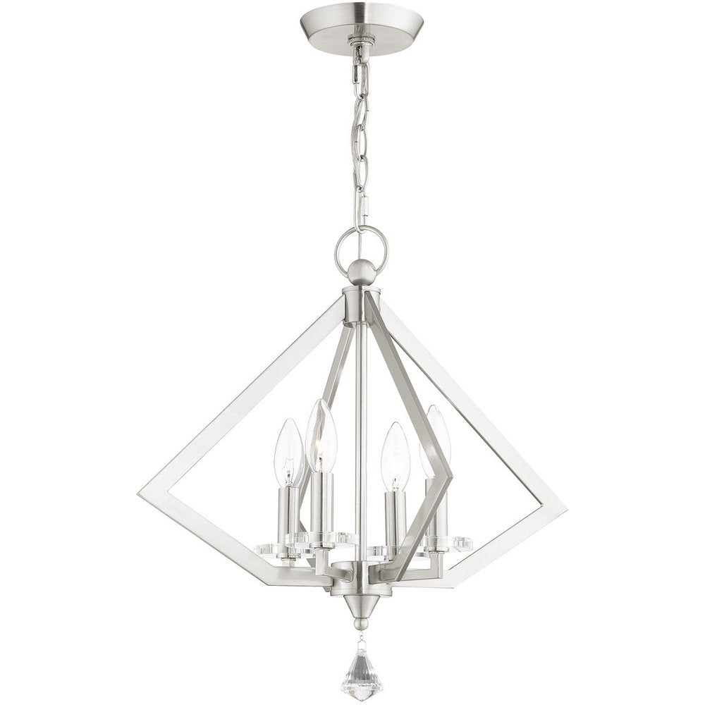 Nickel Four Light Metal Dimmable Chandelier With Shades HomeRoots