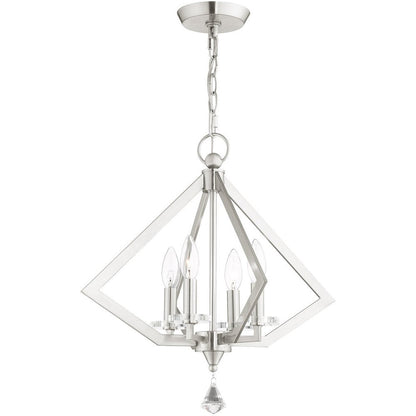 Nickel Four Light Metal Dimmable Chandelier With Shades HomeRoots