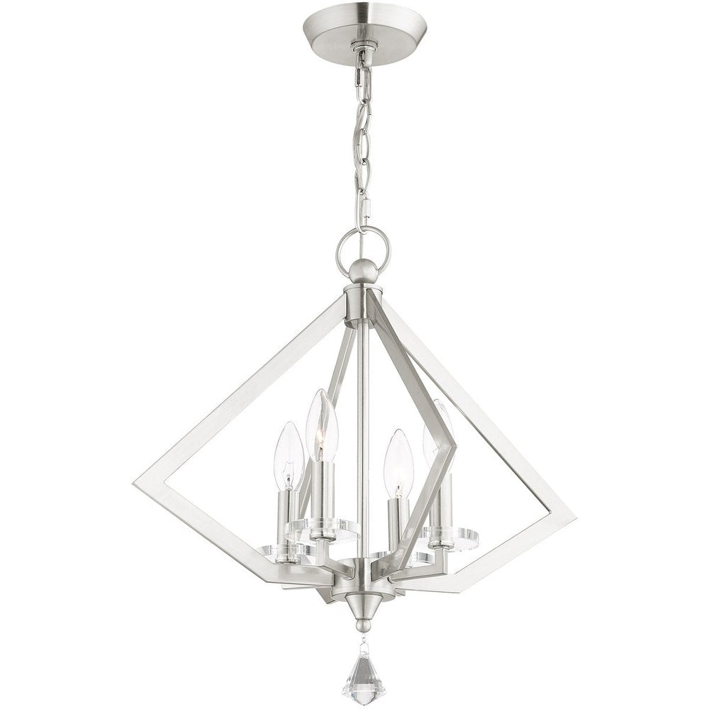 Nickel Four Light Metal Dimmable Chandelier With Shades HomeRoots