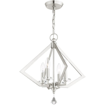 Nickel Four Light Metal Dimmable Chandelier With Shades HomeRoots
