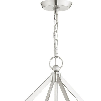 Nickel Four Light Metal Dimmable Chandelier With Shades HomeRoots