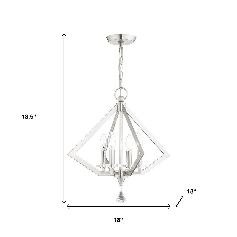 Nickel Four Light Metal Dimmable Chandelier With Shades HomeRoots