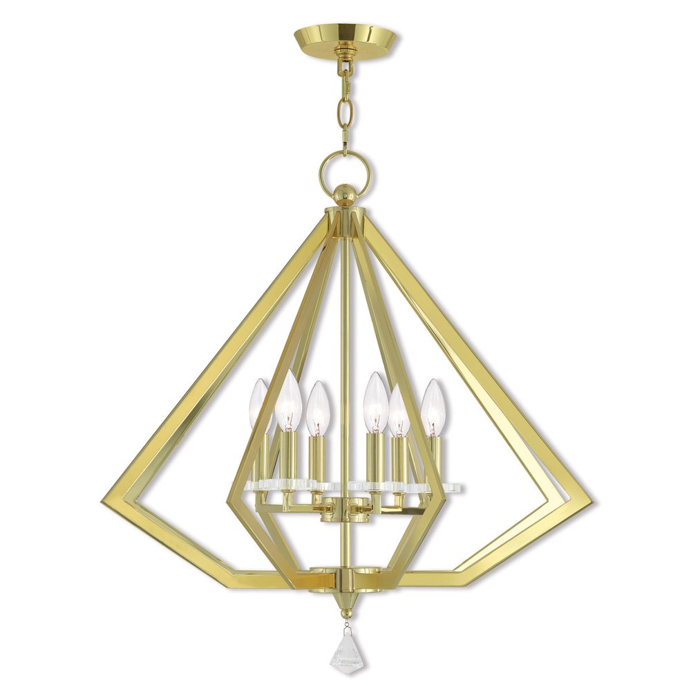 Brass Six Light Metal Dimmable Chandelier With Shades HomeRoots