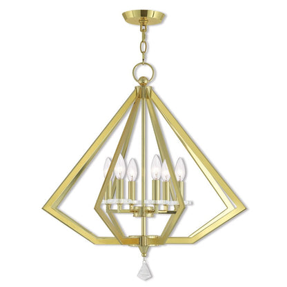 Brass Six Light Metal Dimmable Chandelier With Shades HomeRoots