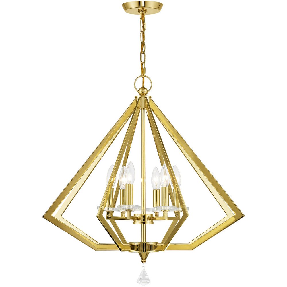 Brass Six Light Metal Dimmable Chandelier With Shades HomeRoots