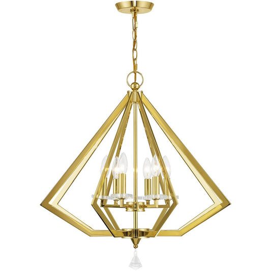 Brass Six Light Metal Dimmable Chandelier With Shades HomeRoots