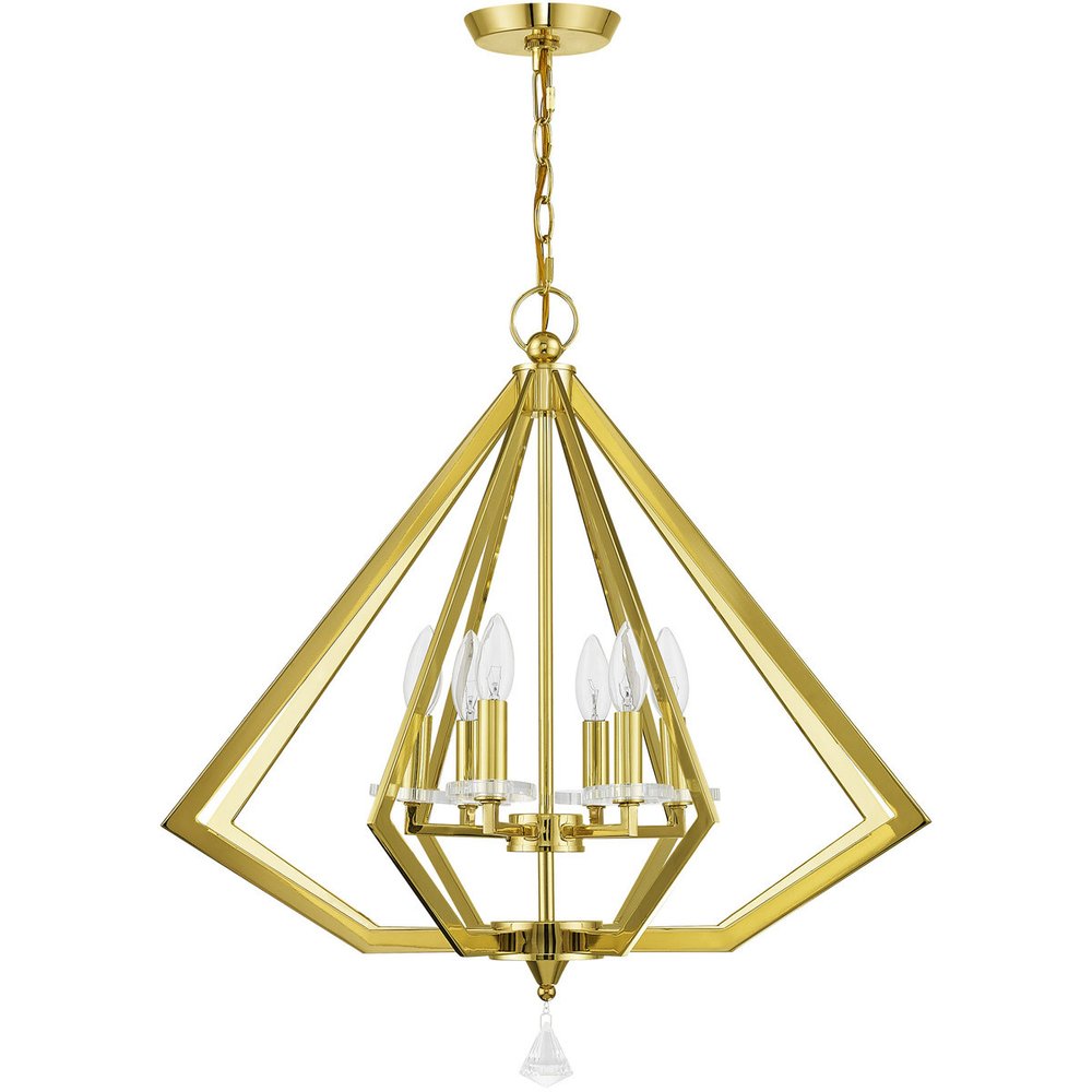 Brass Six Light Metal Dimmable Chandelier With Shades HomeRoots