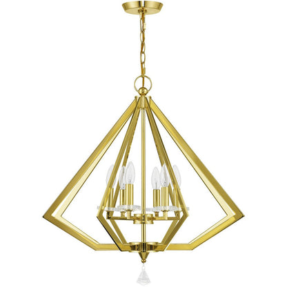 Brass Six Light Metal Dimmable Chandelier With Shades HomeRoots
