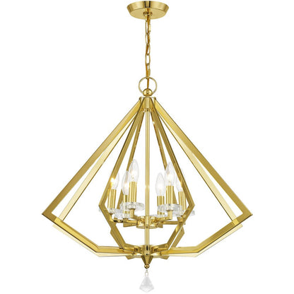 Brass Six Light Metal Dimmable Chandelier With Shades HomeRoots