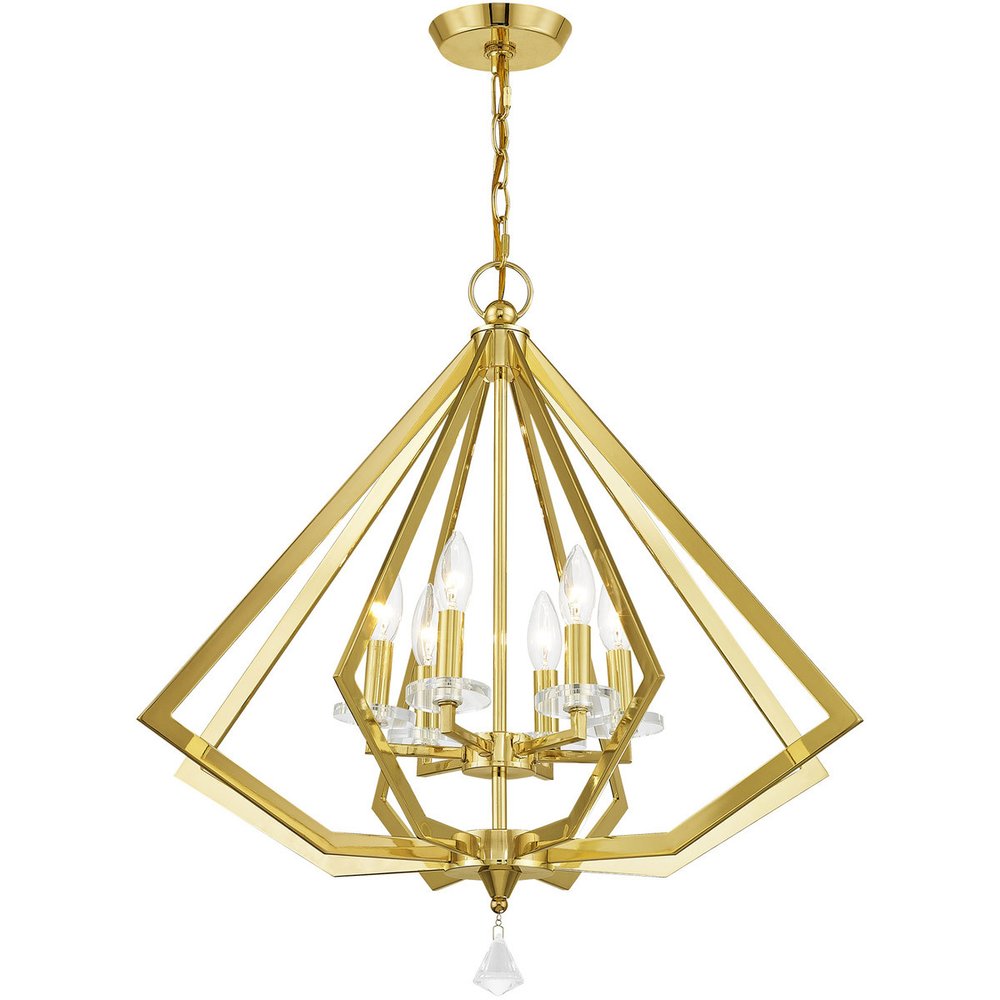 Brass Six Light Metal Dimmable Chandelier With Shades HomeRoots