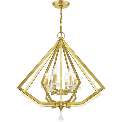 Brass Six Light Metal Dimmable Chandelier With Shades HomeRoots