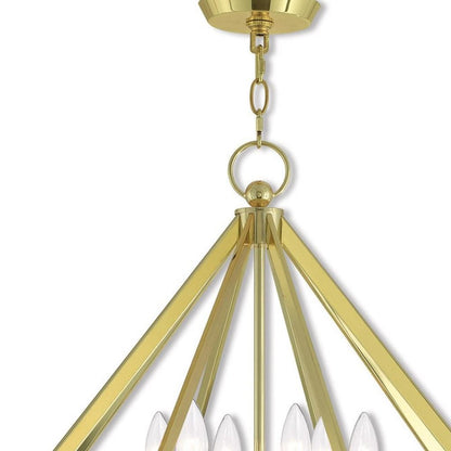 Brass Six Light Metal Dimmable Chandelier With Shades HomeRoots