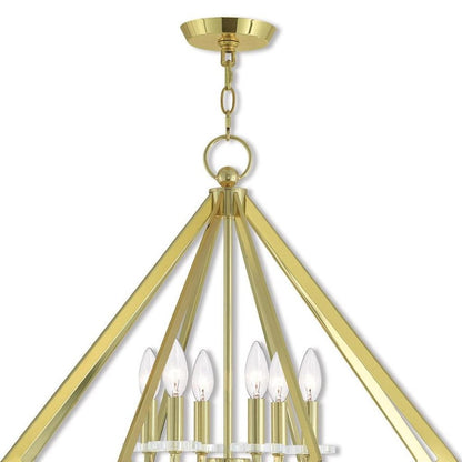Brass Six Light Metal Dimmable Chandelier With Shades HomeRoots