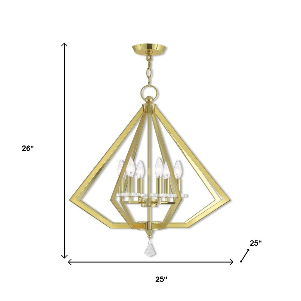 Brass Six Light Metal Dimmable Chandelier With Shades HomeRoots