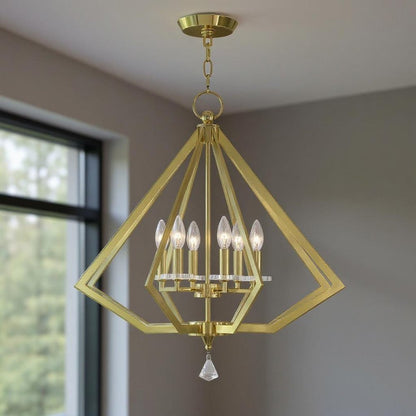 Brass Six Light Metal Dimmable Chandelier With Shades HomeRoots