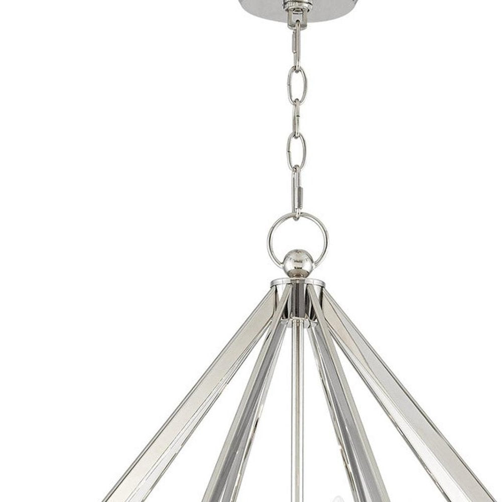 Nickel Six Light Metal Dimmable Chandelier With Shades HomeRoots