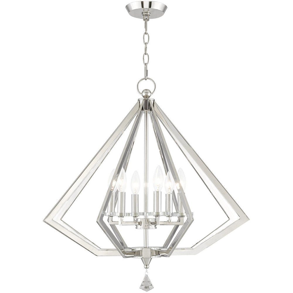 Nickel Six Light Metal Dimmable Chandelier With Shades HomeRoots