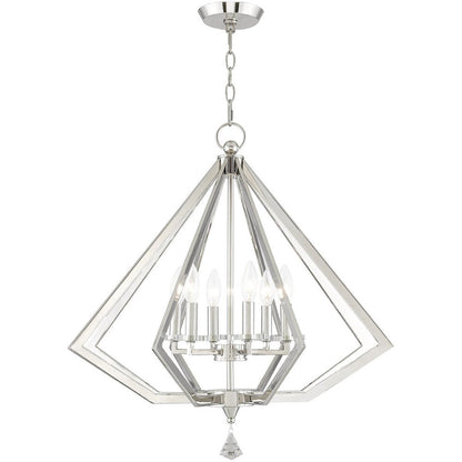 Nickel Six Light Metal Dimmable Chandelier With Shades HomeRoots