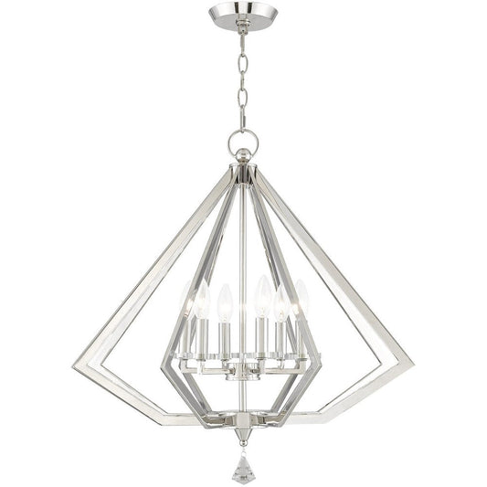 Nickel Six Light Metal Dimmable Chandelier With Shades HomeRoots