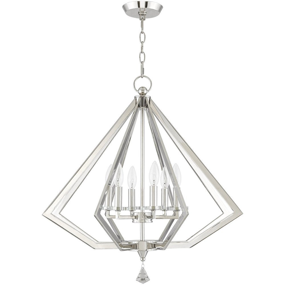 Nickel Six Light Metal Dimmable Chandelier With Shades HomeRoots