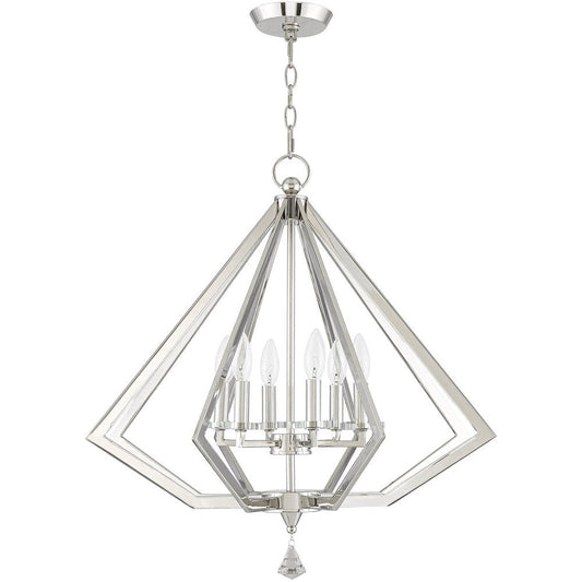 Nickel Six Light Metal Dimmable Chandelier With Shades HomeRoots