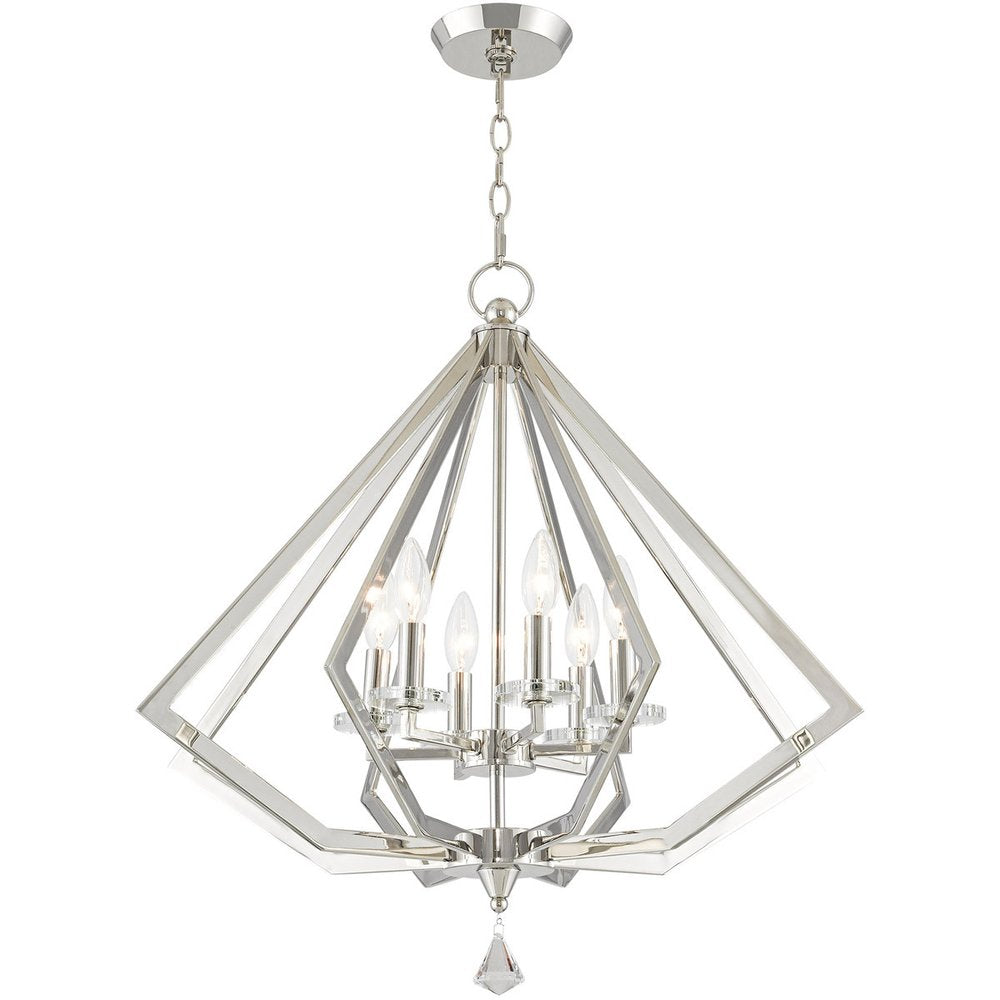 Nickel Six Light Metal Dimmable Chandelier With Shades HomeRoots