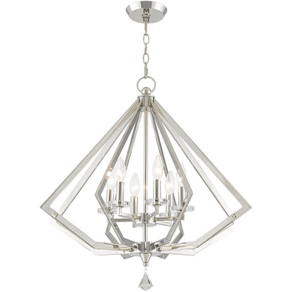 Nickel Six Light Metal Dimmable Chandelier With Shades HomeRoots