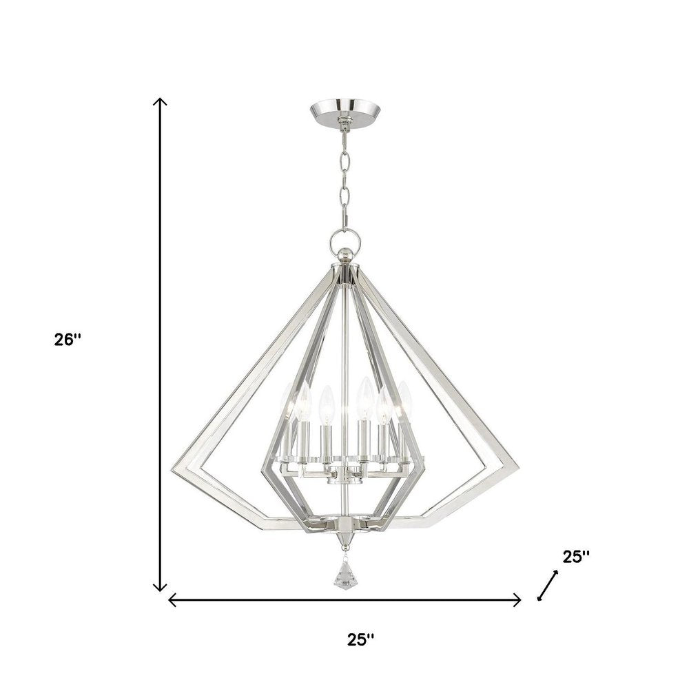 Nickel Six Light Metal Dimmable Chandelier With Shades HomeRoots
