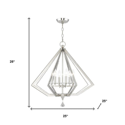 Nickel Six Light Metal Dimmable Chandelier With Shades HomeRoots