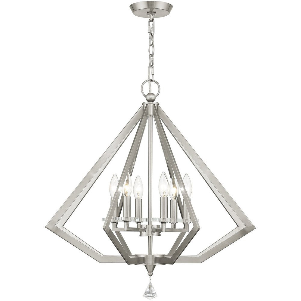 Nickel Six Light Metal Dimmable Chandelier With Shades HomeRoots