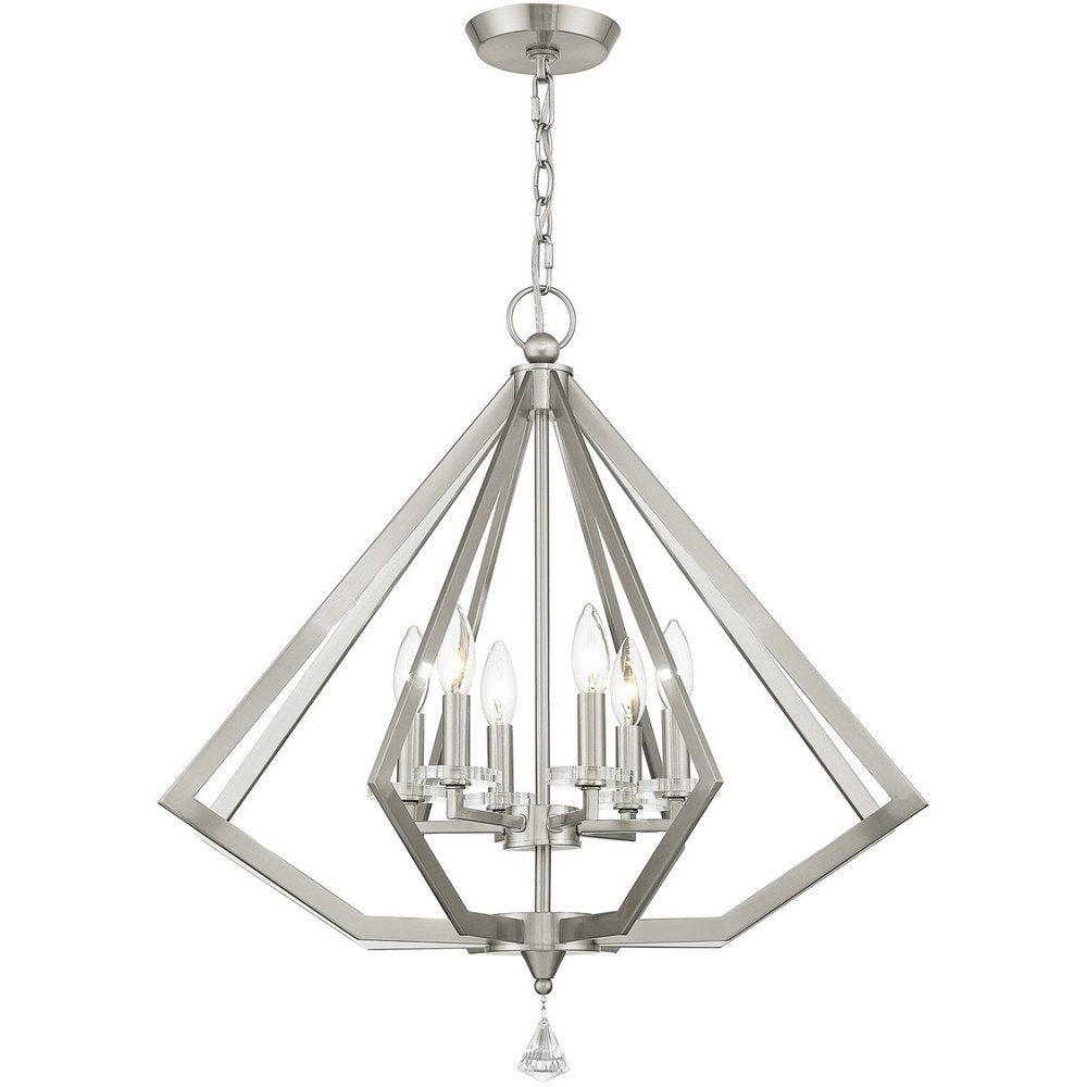 Nickel Six Light Metal Dimmable Chandelier With Shades HomeRoots