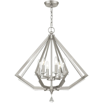 Nickel Six Light Metal Dimmable Chandelier With Shades HomeRoots