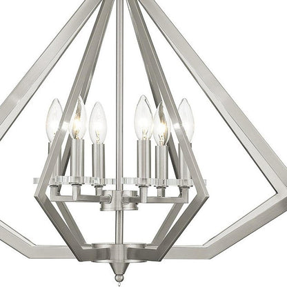 Nickel Six Light Metal Dimmable Chandelier With Shades HomeRoots