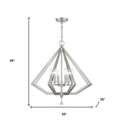 Nickel Six Light Metal Dimmable Chandelier With Shades HomeRoots
