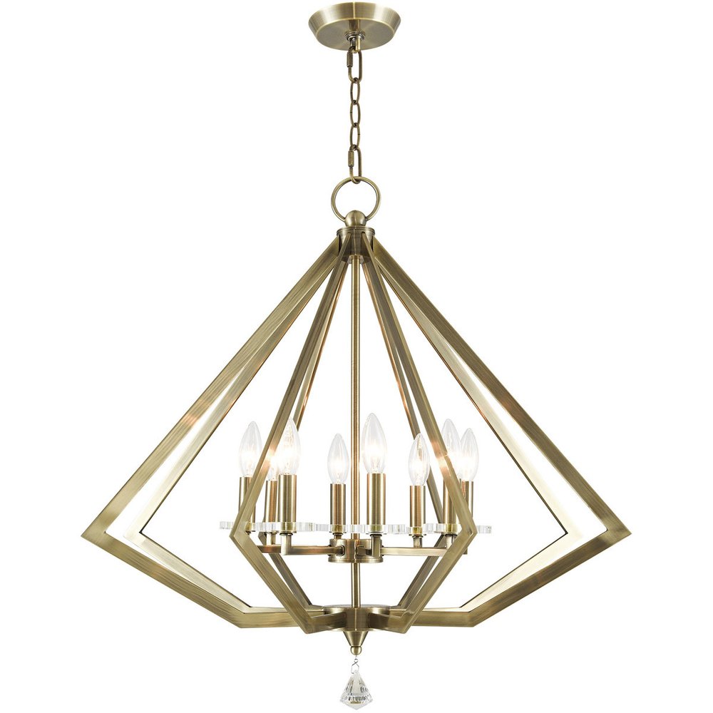 Antiqued Brass Eight Light Metal Dimmable Chandelier With Shades HomeRoots