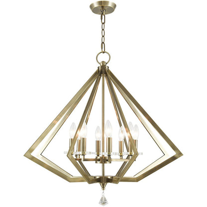 Antiqued Brass Eight Light Metal Dimmable Chandelier With Shades HomeRoots
