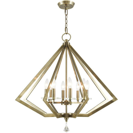 Antiqued Brass Eight Light Metal Dimmable Chandelier With Shades HomeRoots