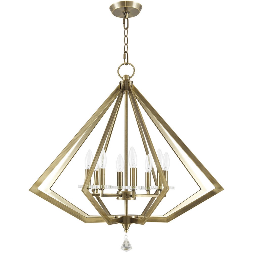 Antiqued Brass Eight Light Metal Dimmable Chandelier With Shades HomeRoots