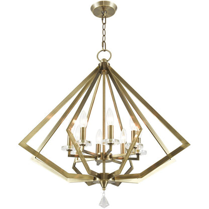 Antiqued Brass Eight Light Metal Dimmable Chandelier With Shades HomeRoots