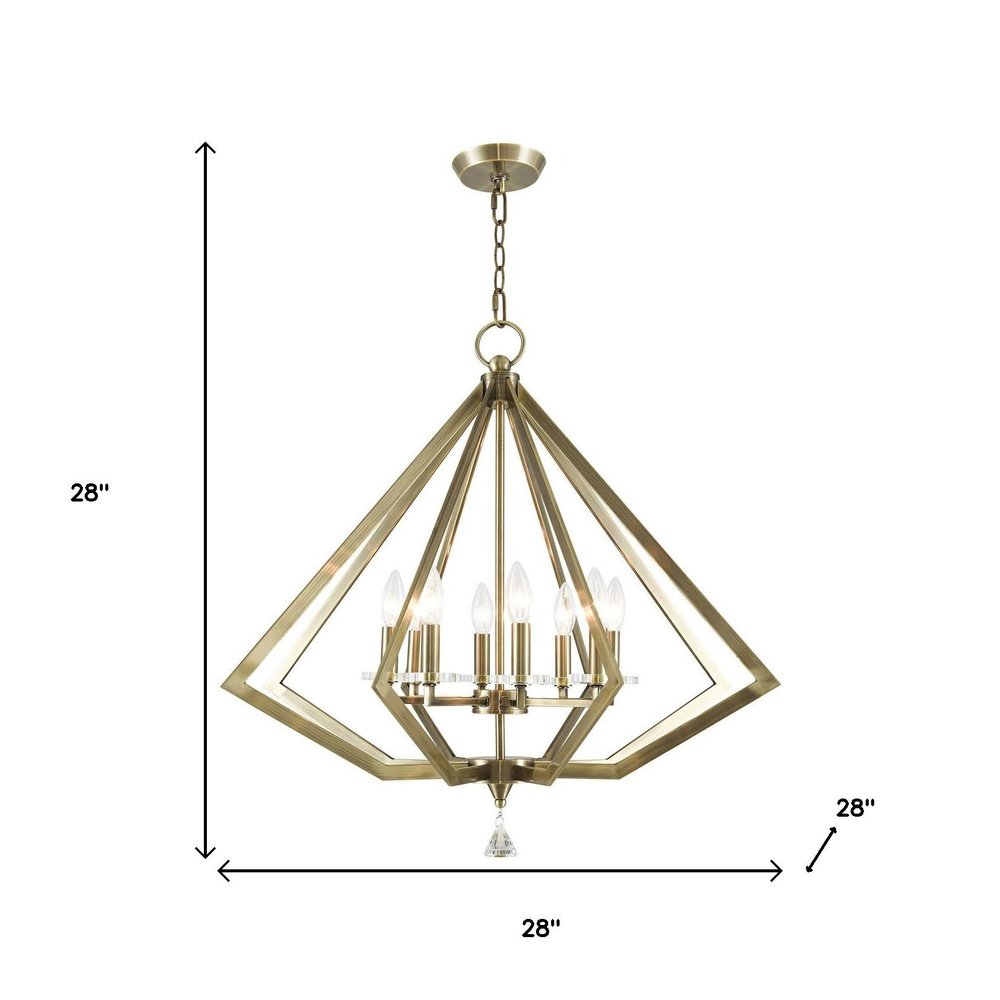 Antiqued Brass Eight Light Metal Dimmable Chandelier With Shades HomeRoots