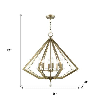 Antiqued Brass Eight Light Metal Dimmable Chandelier With Shades HomeRoots