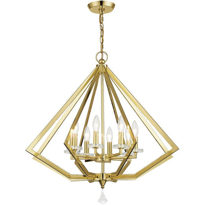 Brass Eight Light Metal Dimmable Chandelier With Shades HomeRoots