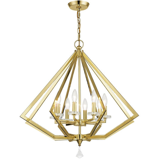 Brass Eight Light Metal Dimmable Chandelier With Shades HomeRoots